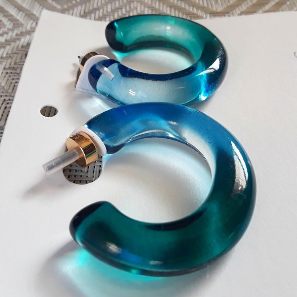 Banana Republic Blue Resin Hoop Earrings - Picture 1 of 3